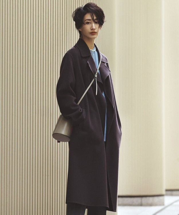 ICB L 【マガジン掲載】WoolRever ベルテッドコート(番号CJ25) グレー系