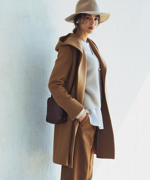 ウールアンゴラビーバー フーデッド コート