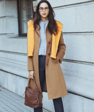 ウールアンゴラビーバー スタンドカラー コート