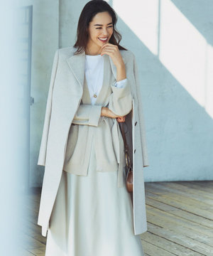 ウールアンゴラビーバー スタンドカラー コート