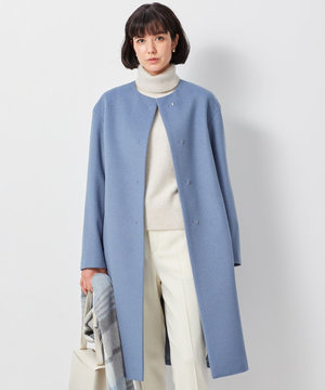 ウールアンゴラビーバー ノーカラーコート