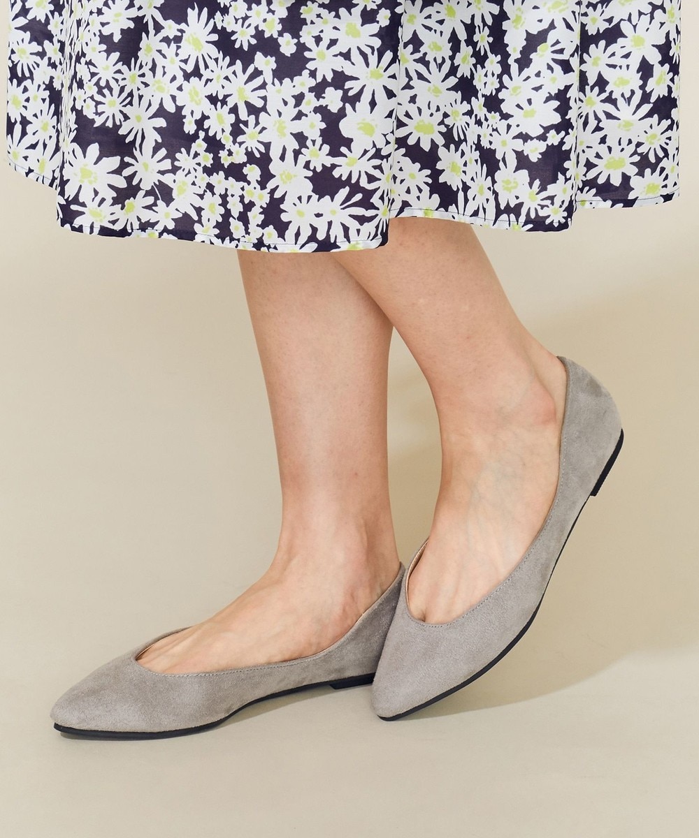 【オンワード】 組曲 S>シューズ 【21.5cm】ROVERETO スエードフラットパンプス ふじ色 SS レディース 【送料無料】