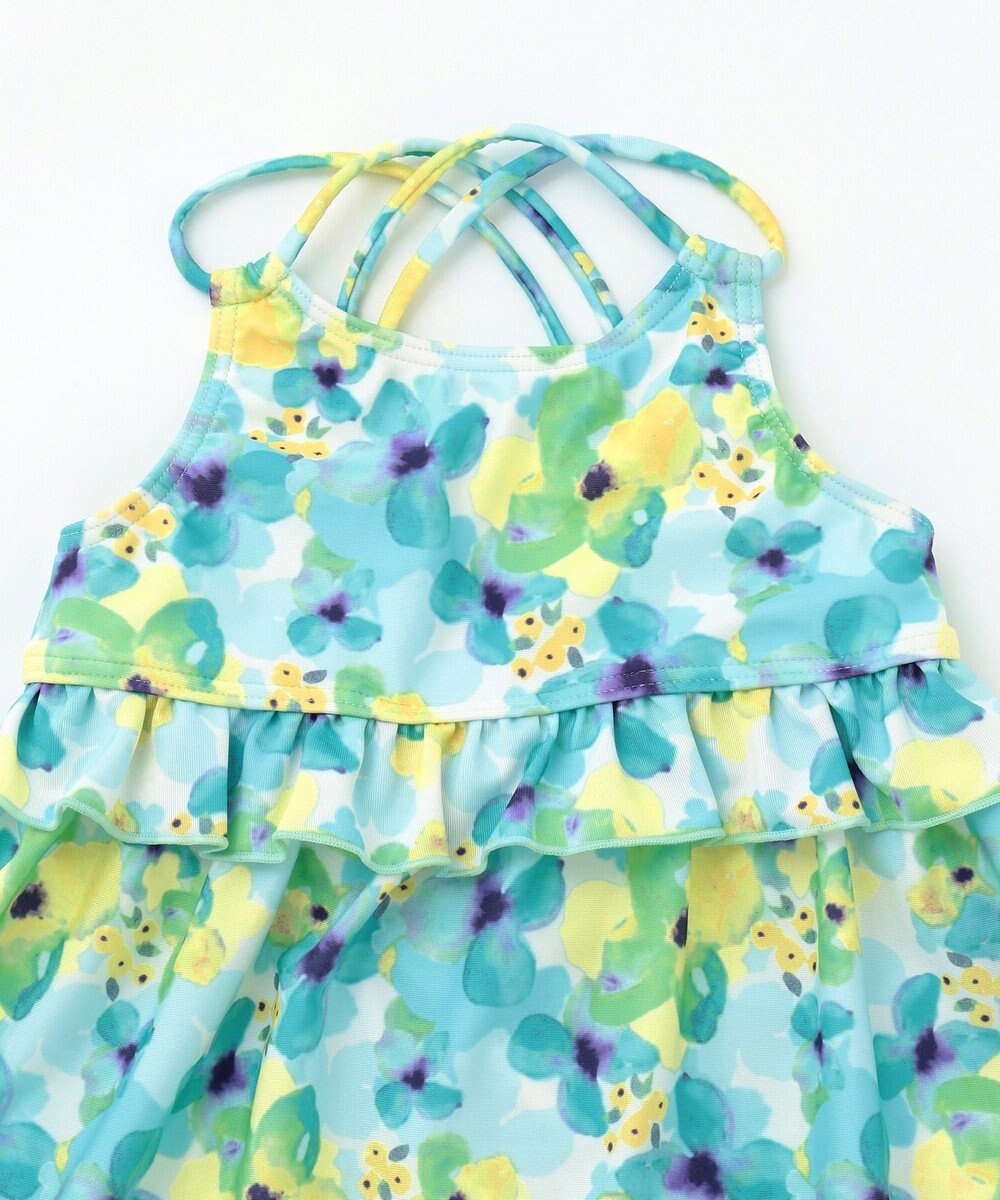 ANY KIDS 水彩タッチ花柄プリント セパレート水着 