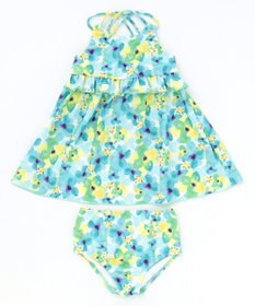 ANY KIDS 水彩タッチ花柄プリント セパレート水着