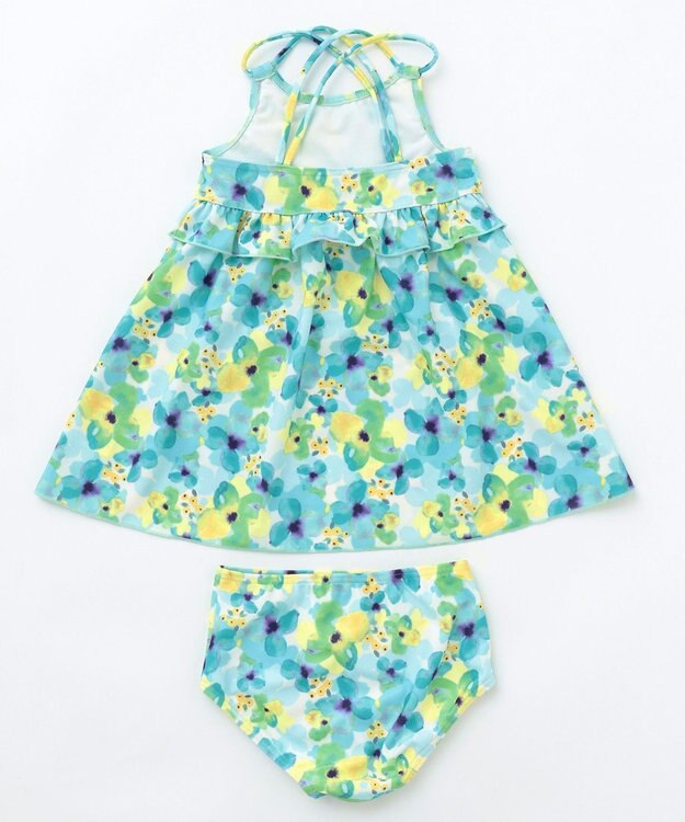 ANY KIDS 水彩タッチ花柄プリント セパレート水着 ブルー系5