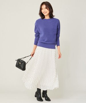 フロッキードットプリント スカート