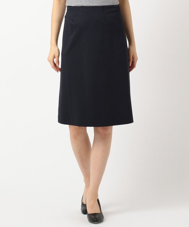 ANY 【セレモニー】グログラン&ツイードジャージー スカート ネイビー系