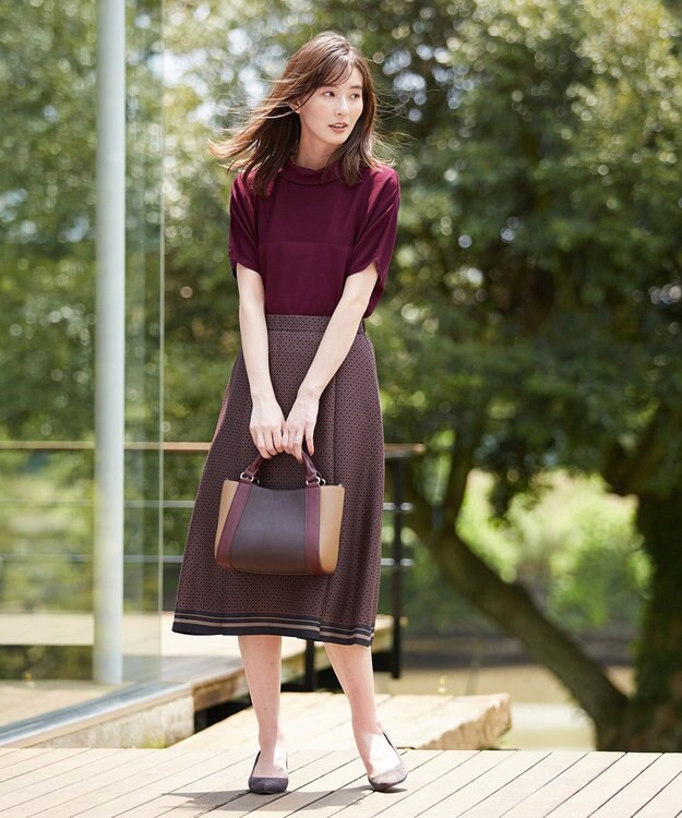 J.PRESS LADIES 【洗える】ジオメトリックプリント スカート グレー系5