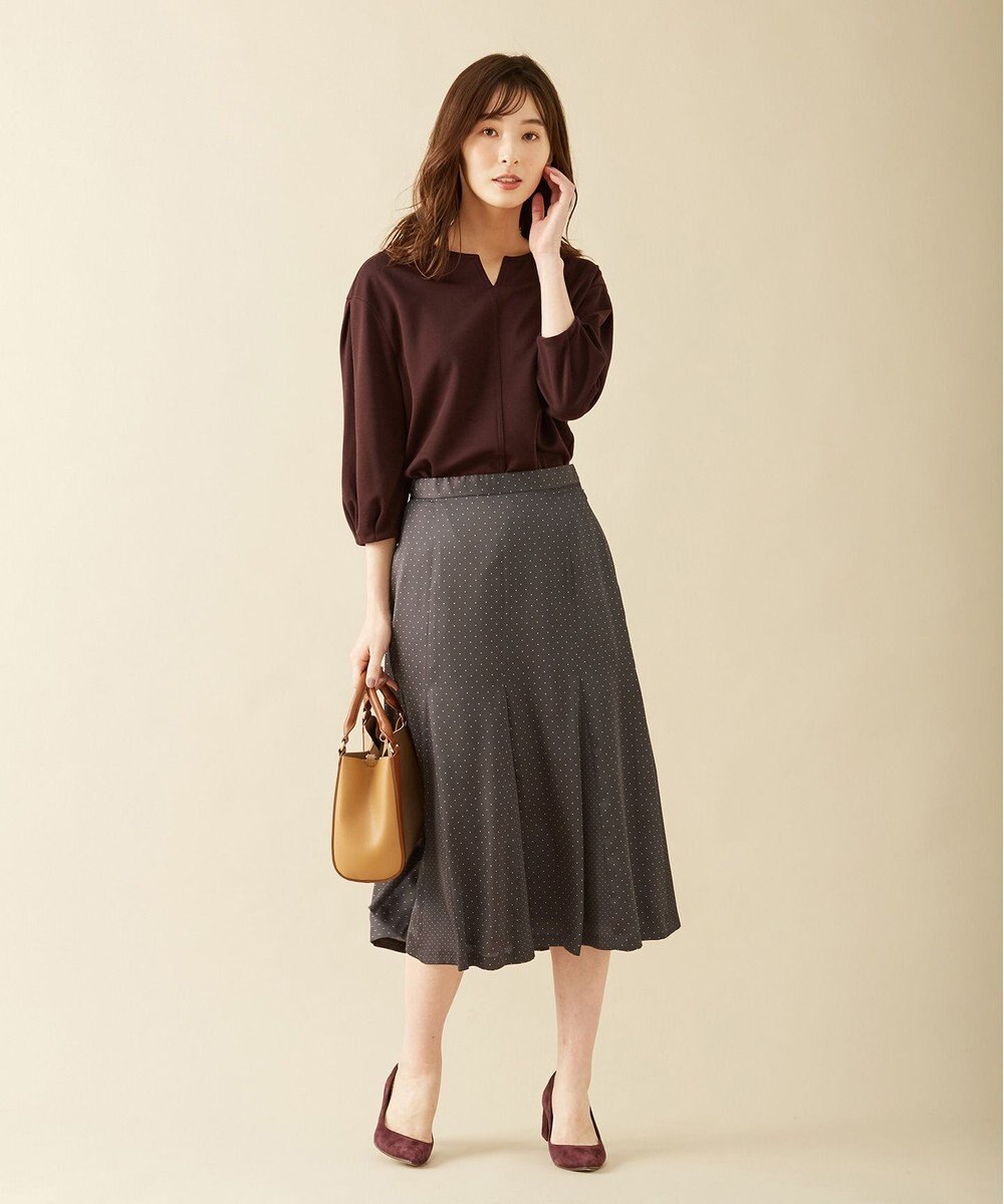 J.PRESS LADIES 【洗える】シルクライクサテンドット スカート 