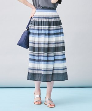  シャーリングランダムボーダー スカート