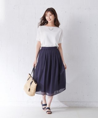 J.PRESS LADIES 【WEB限定色あり】洗えるブライトスパンボイル スカート ネイビー系