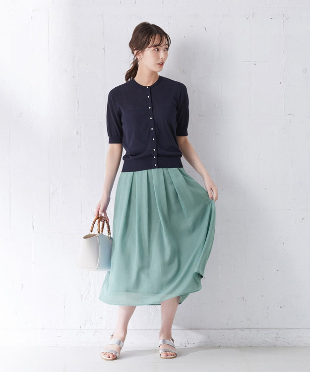 J.PRESS LADIES 【WEB限定色あり】洗えるブライトスパンボイル スカート ネイビー系