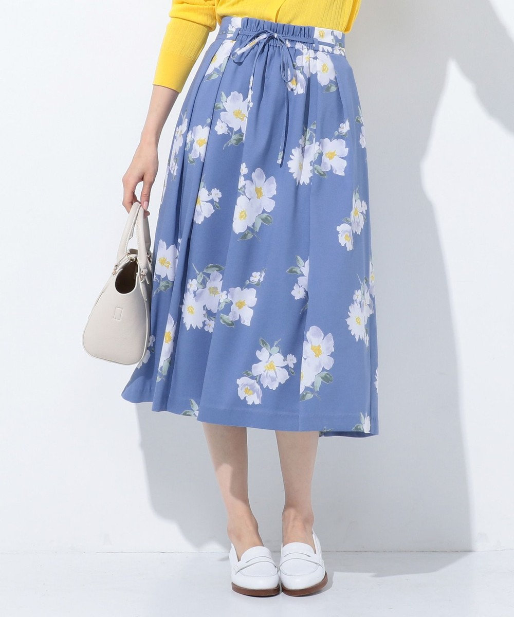 J.PRESS LADIES S 【洗える】Vintage Floral Print スカート ブルー系6