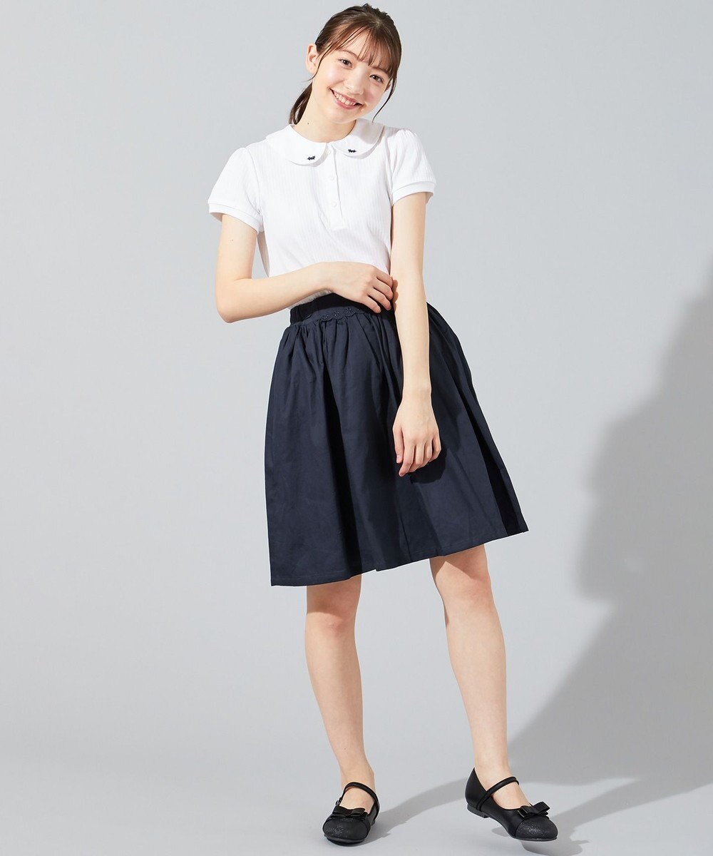 【150-160cm】ピケギャザー スカート, ネイビー系, 150