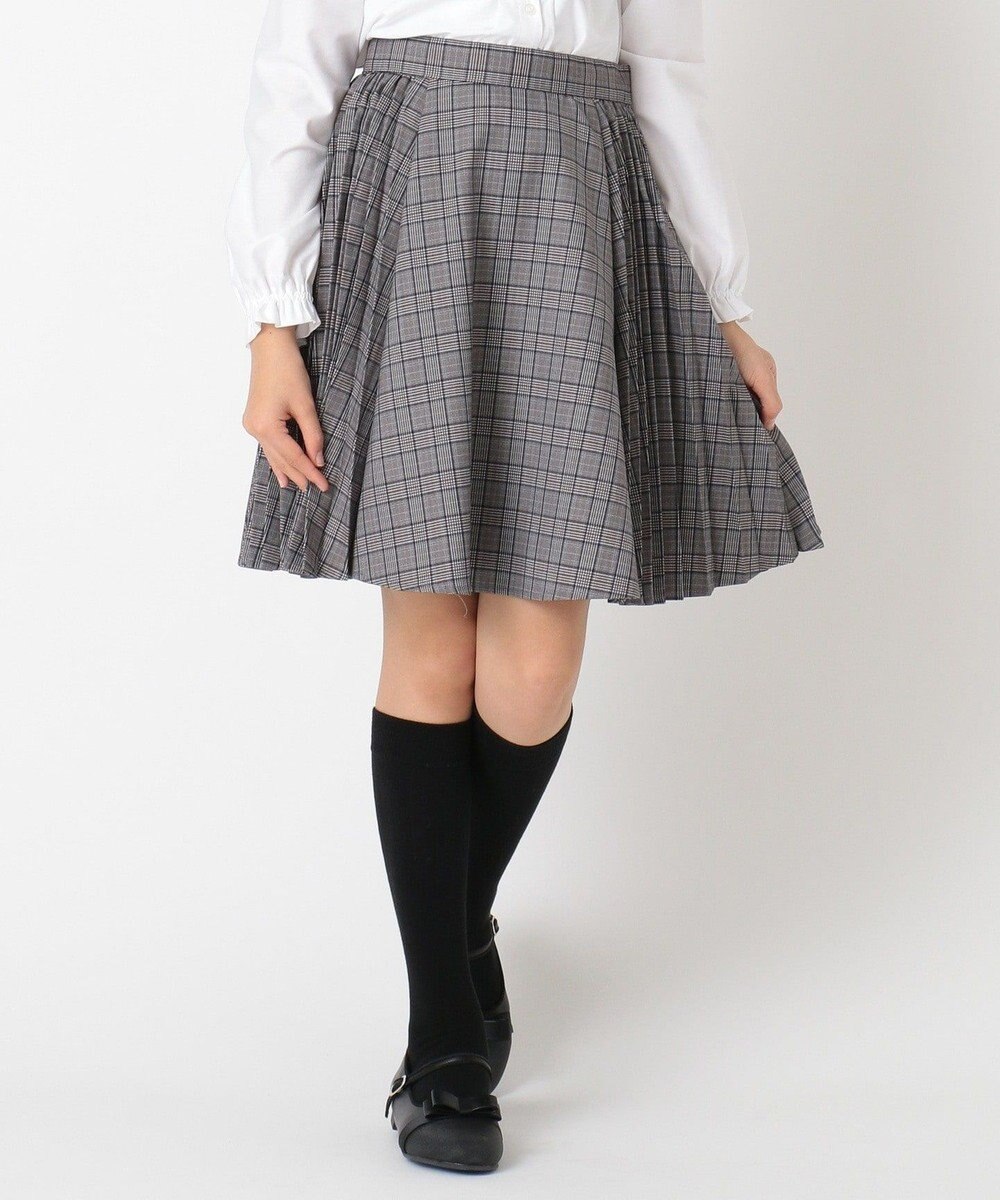 【150-170cm】プリーツチェック スカート, ネイビー系3, 150