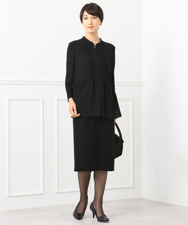 自由区 FORMAL 【楽々な着心地】NOIE15平二重 スカート ブラック系