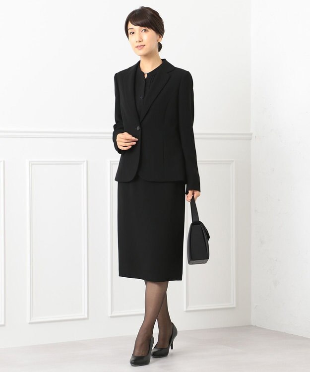 自由区 FORMAL 【楽々な着心地】NOIE15平二重 スカート ブラック系