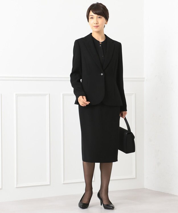 自由区 FORMAL 【楽々な着心地】NOIE15平二重 スカート ブラック系