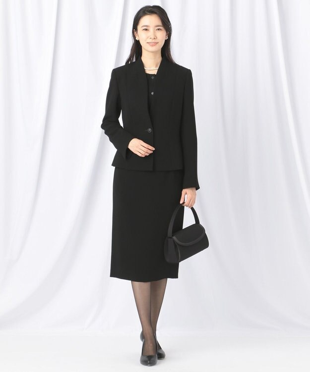 自由区 FORMAL 【楽々な着心地】NOIE15平二重 スカート ブラック系