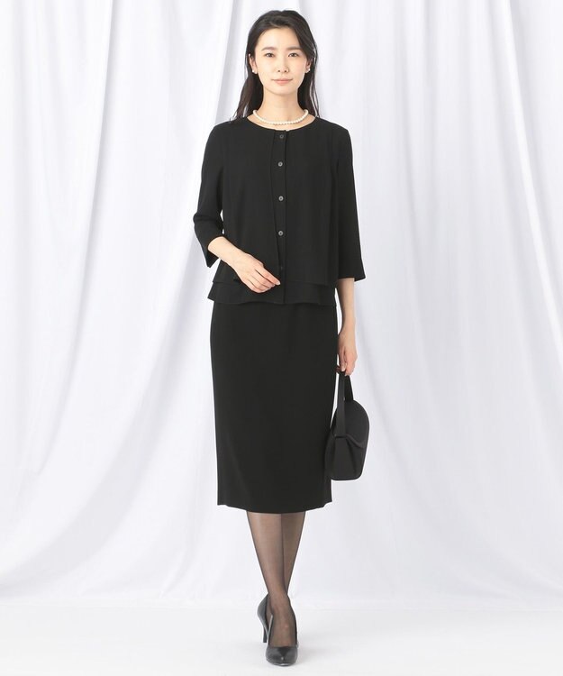 自由区 FORMAL 【楽々な着心地】NOIE15平二重 スカート ブラック系