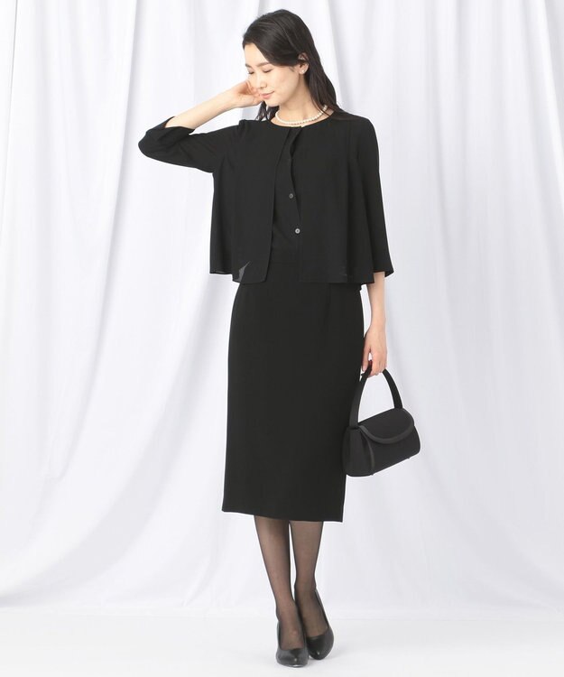 自由区 FORMAL 【楽々な着心地】NOIE15平二重 スカート ブラック系