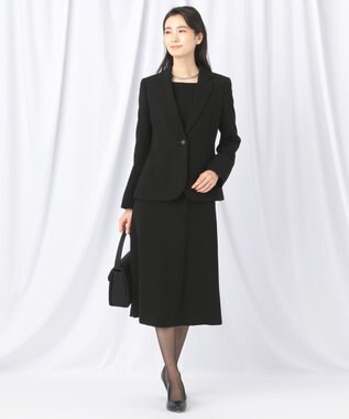 自由区 FORMAL 【楽々な着心地】NOIE15平二重 フレアスカート ブラック系