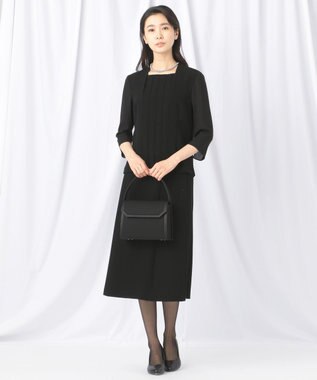 自由区 FORMAL 【楽々な着心地】NOIE15平二重 フレアスカート ブラック系