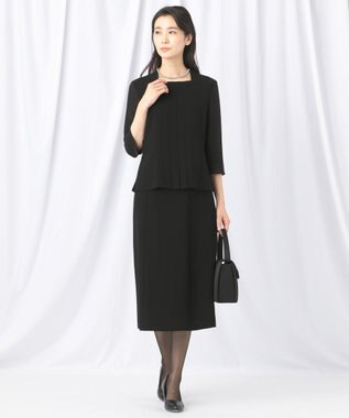 自由区 FORMAL 【楽々な着心地】NOIE15平二重 フレアスカート ブラック系