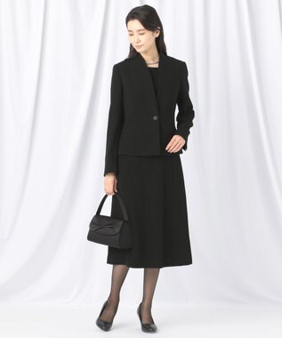 自由区 FORMAL 【楽々な着心地】NOIE15平二重 フレアスカート ブラック系