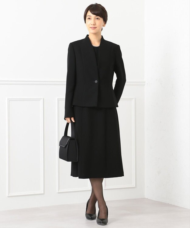 自由区 FORMAL 【楽々な着心地】NOIE15平二重 フレアスカート ブラック系