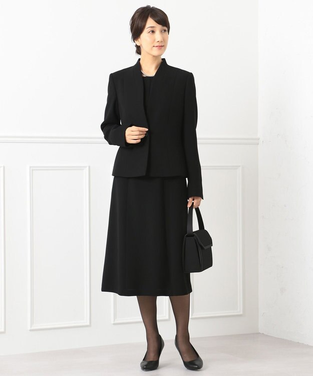 自由区 FORMAL 【楽々な着心地】NOIE15平二重 フレアスカート ブラック系