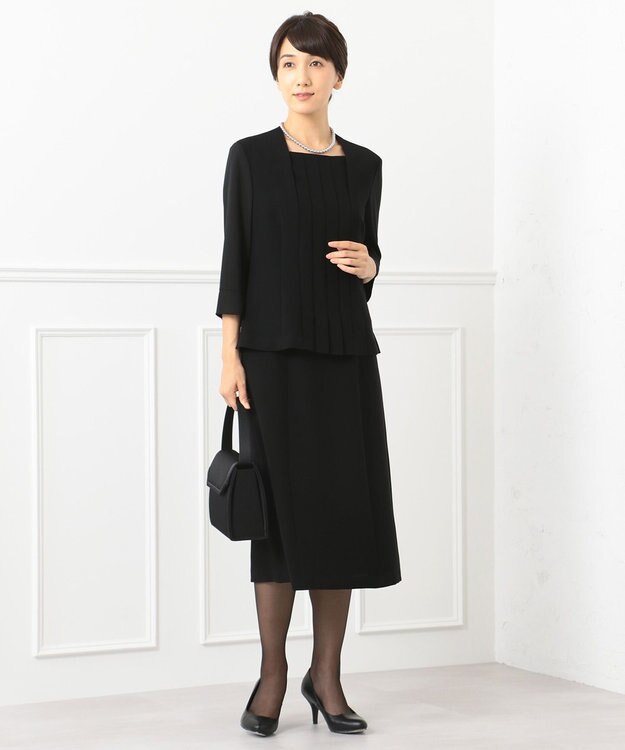 自由区 FORMAL 【楽々な着心地】NOIE15平二重 フレアスカート ブラック系