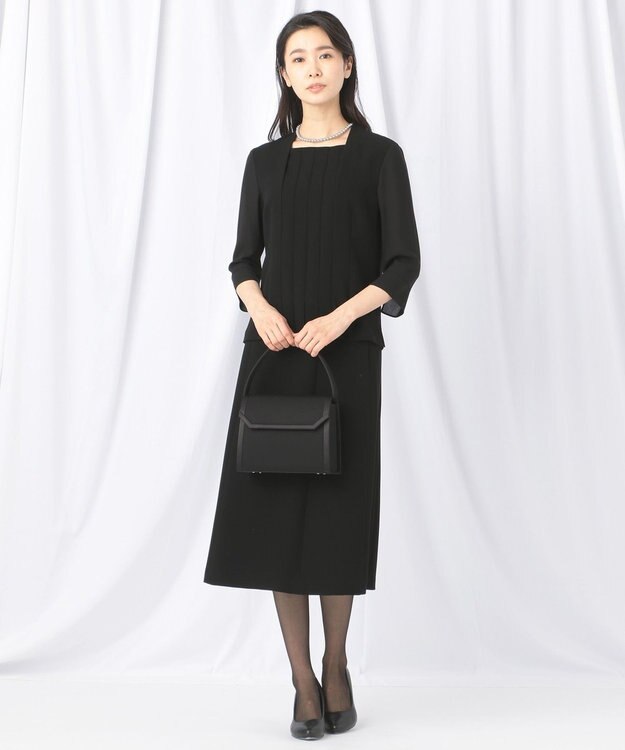 自由区 FORMAL 【楽々な着心地】NOIE15平二重 フレアスカート ブラック系