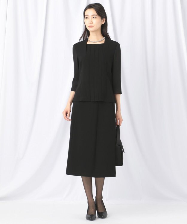 自由区 FORMAL 【楽々な着心地】NOIE15平二重 フレアスカート ブラック系