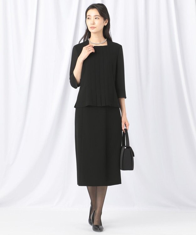 自由区 FORMAL 【楽々な着心地】NOIE15平二重 フレアスカート ブラック系