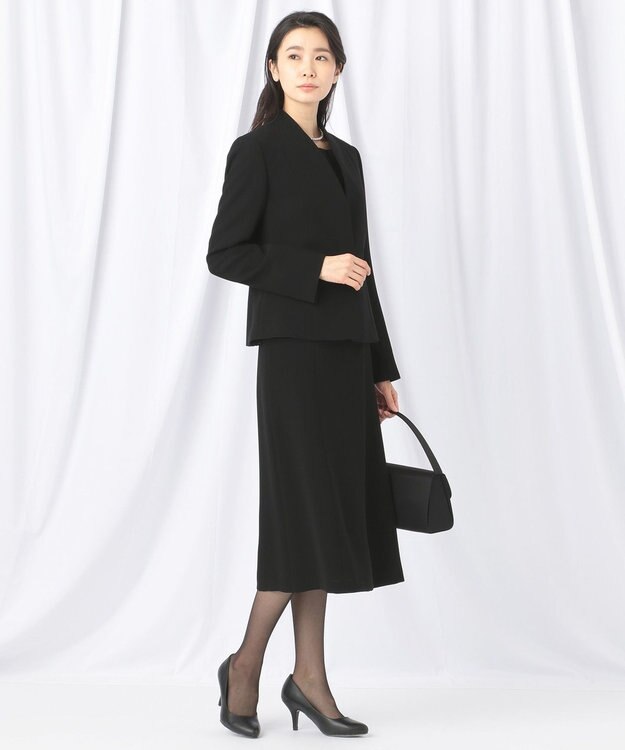 自由区 FORMAL 【楽々な着心地】NOIE15平二重 フレアスカート ブラック系