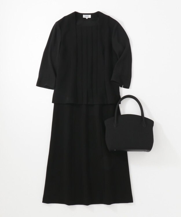 自由区 FORMAL 【楽々な着心地】NOIE15平二重 フレアスカート ブラック系