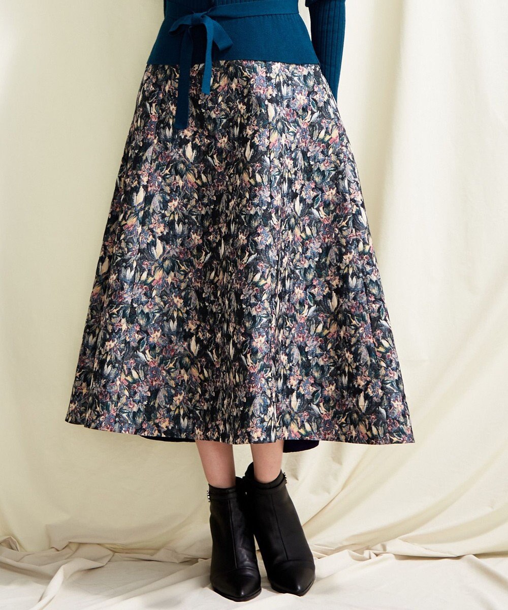 【TOCCA LAVENDER】LIMONTA Jacquard Skirt スカート, ピーコックグリーン系, 0