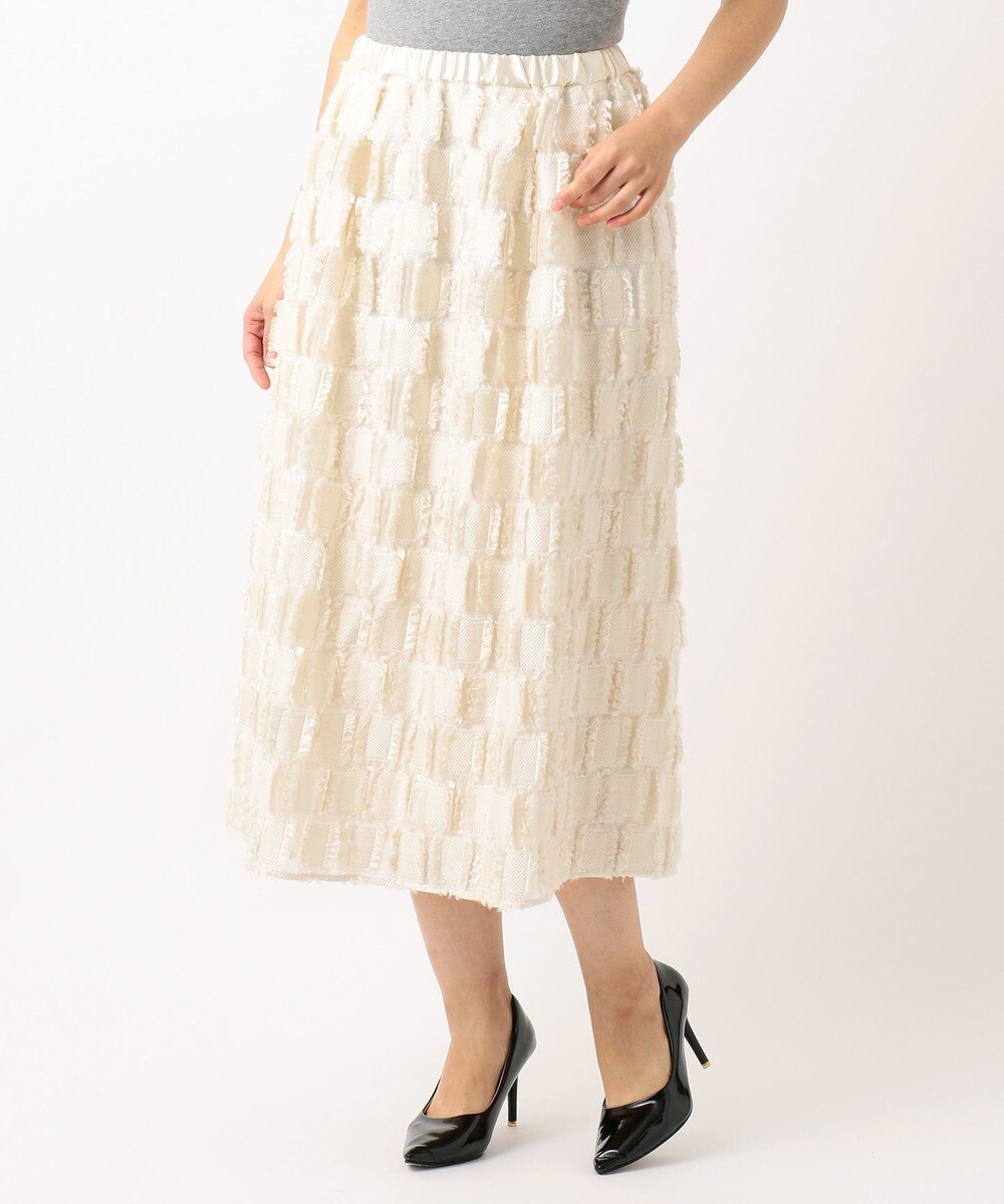【オンワード】 自由区>スカート 【Class Lounge】WOOL CUT JACQUARD スカート アイボリー 40 レディース 【送料無料】