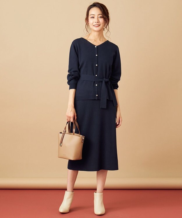 ANY SIS 【ストレートさんにおすすめ】骨格タイプ別タイト スカート ネイビー