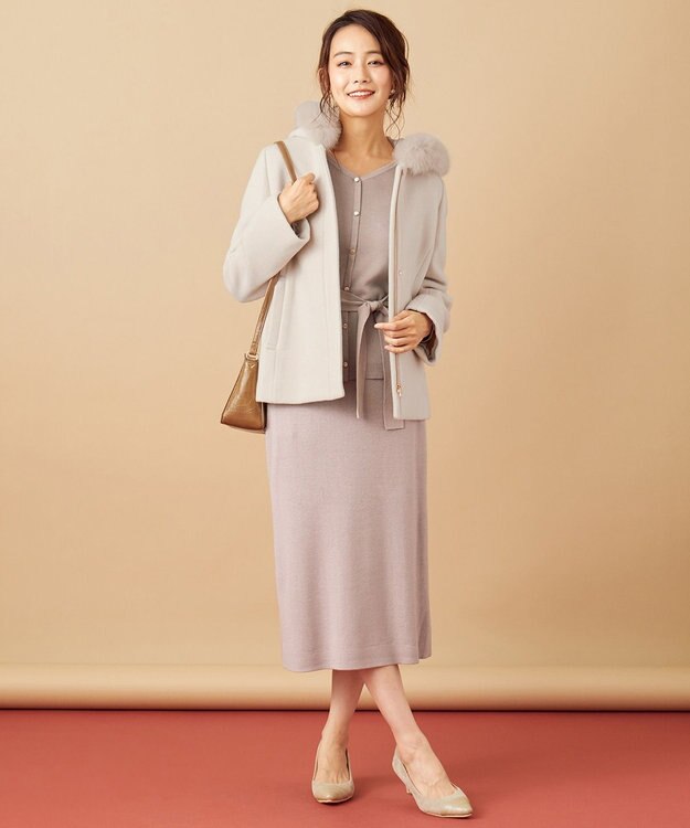 ANY SIS 【ストレートさんにおすすめ】骨格タイプ別タイト スカート ローズグレー