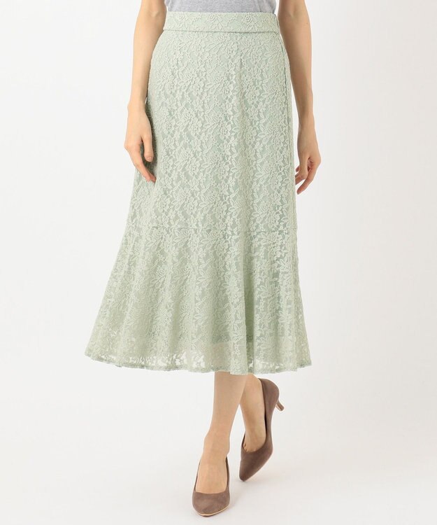 ANY SIS 【洗える】キモウレースフレア スカート ピスタチオ