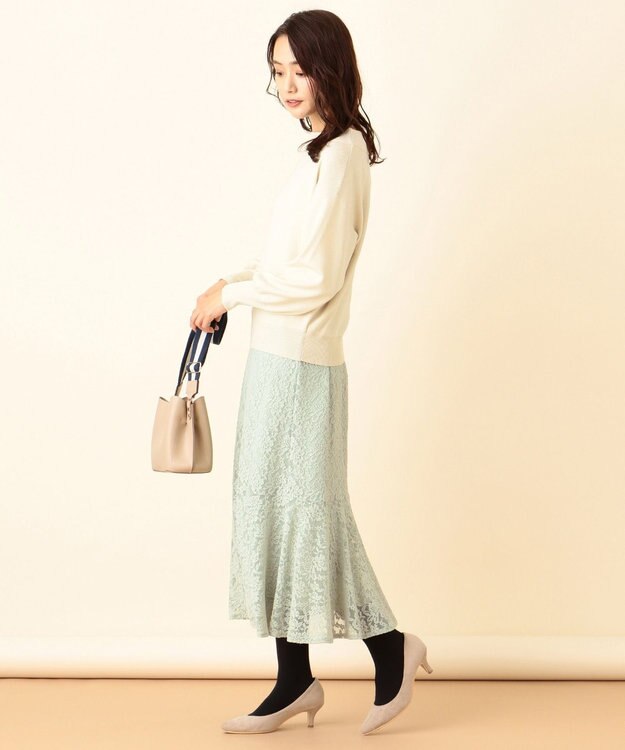 ANY SIS 【洗える】キモウレースフレア スカート ピスタチオ