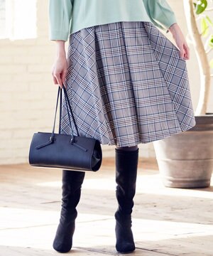 【洗える】T/R/W 2wayストレッチ タックスカート