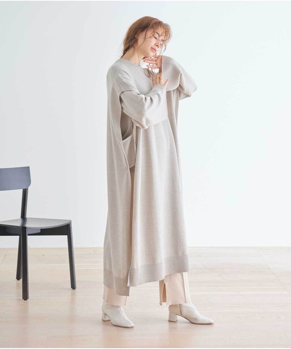 【オンワード】 #Newans>トップス 【洗える】100%ウールロングベスト ベージュ 1 レディース 【送料無料】