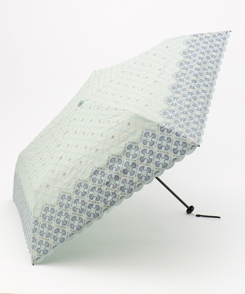 any SiS 【晴雨兼用】アラベスクパターン 折りたたみ傘 ライトグリーン系