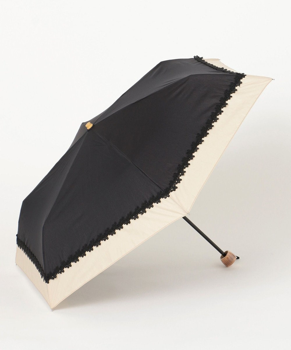 any SiS 【晴雨兼用】シンプルラインプリント 折りたたみ傘 ブラック系