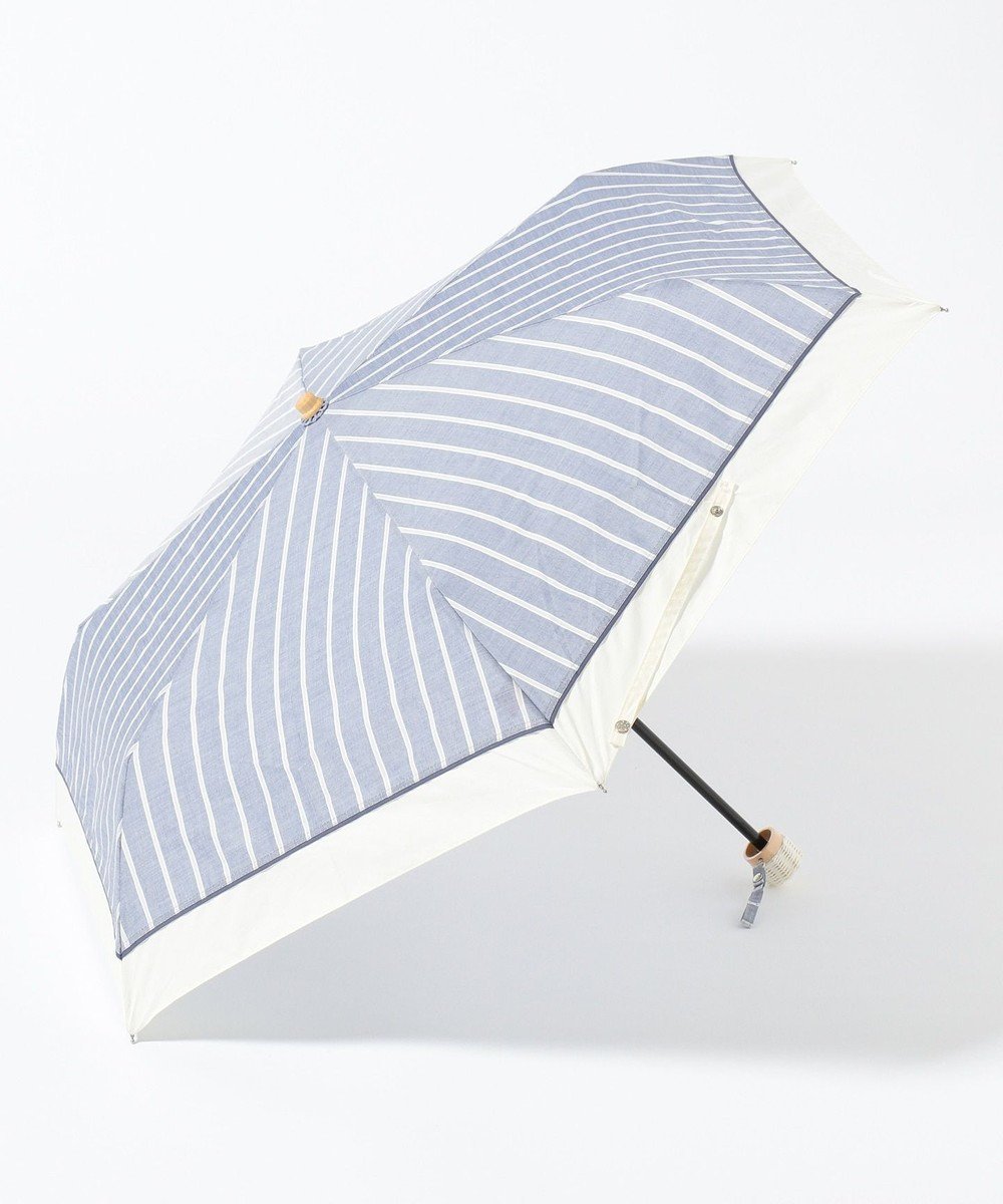 any SiS 【晴雨兼用】ストライプバイカラー 折りたたみ傘 ブルー系
