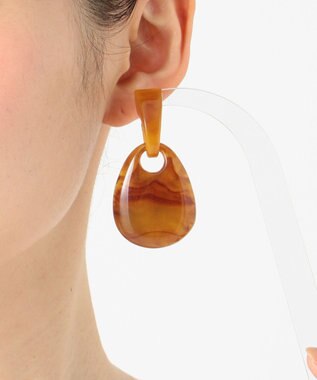 ANY べっ甲風 ピアス ブラウン系