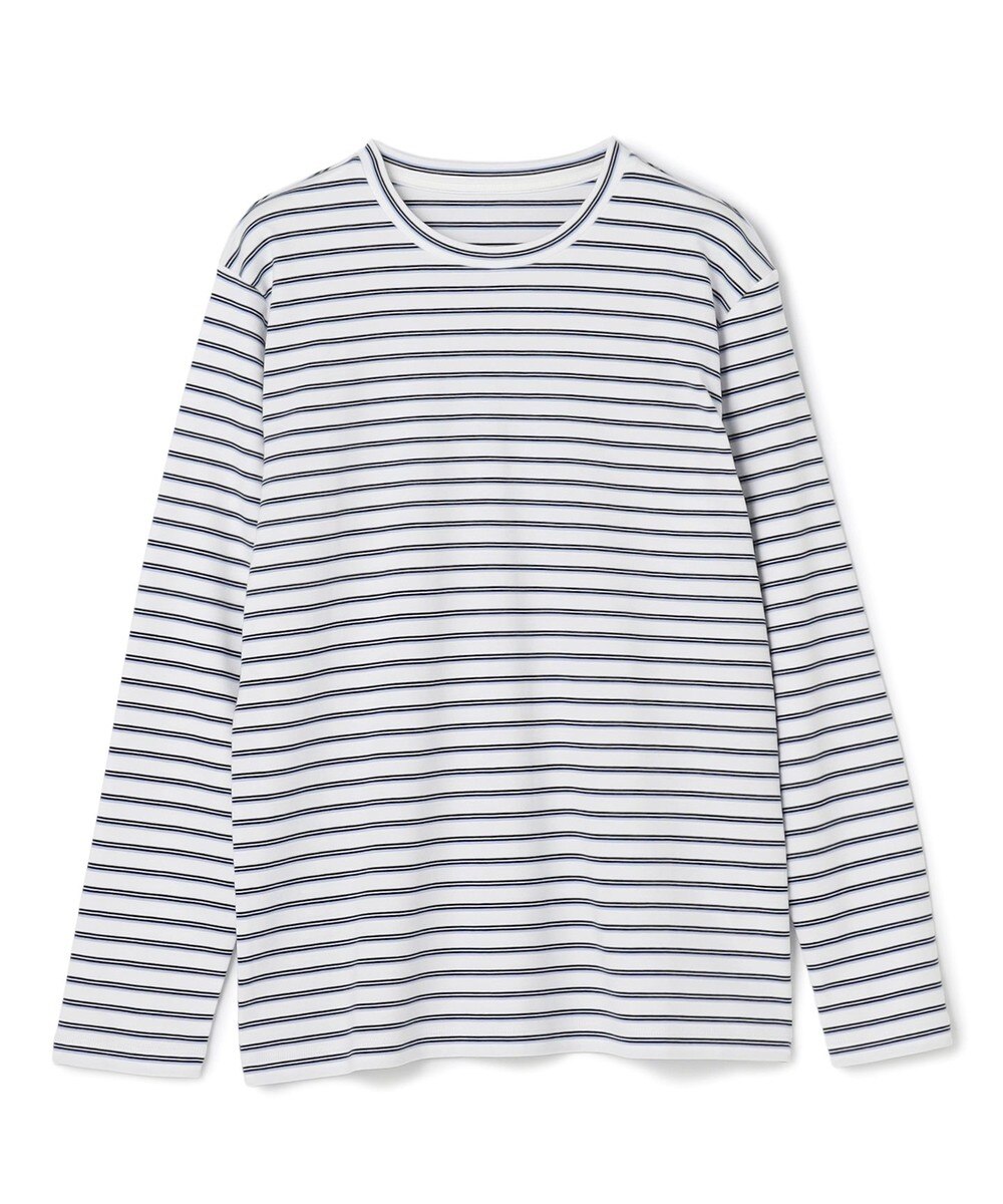 【オンワード】 UNFILO>トップス コットンスムース レイヤードインナー ランダムボーダー(オフ×ブラック糸) L レディース